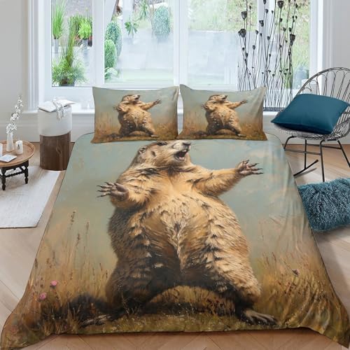 Housse de couette marmotte 3D 140x200 microfibre - 4