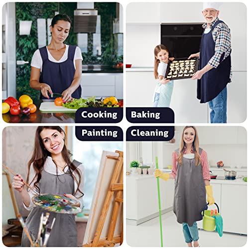 2 Pack Japanese Linen Cross Back Aprons Kitchen Cooking Aprons For Women Men With 2 Pockets Cute Gardening Apron Dress For Cooking, Baking, Cleaning And Painting #TOP5