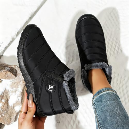 Image of Winter Snow Boots for Women Men, Lightweight Water-Resistant Boots | faux fur lining, rubber sole, warm winter wear, dog walking, errands, light snow, indoor outdoor