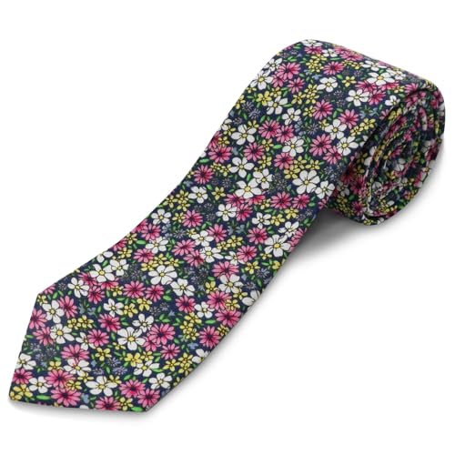 Image of Cotton Floral Ties for Men 2.76 inch Men's Skinny Tie Linen Flower Printed Neck Tie for Wedding Dating Party