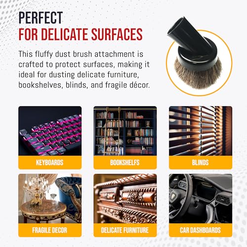 Image of MP Maresh Products Household Cleaning Vacuum Brush Attachment - Horse Hair Vacuum Cleaner Accessories, Soft, Dust Floor Brush, Compatible with Shop Vac 1-1 /4 inch Vacuum Cleaners for Hard Surfaces - Black
