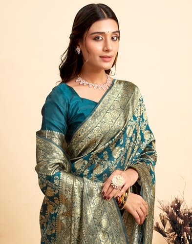 Image of SIRIL Women's Banarasi Silk Saree Pure Silk Saree With Unstitched Blouse Piece