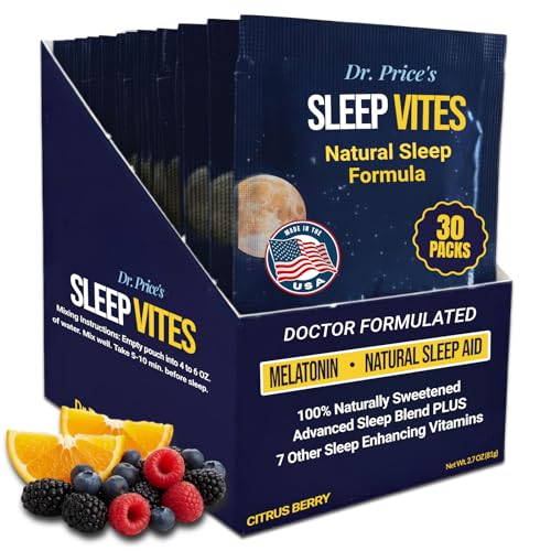 Dr. Price’s Natural Sleep Aid Powder – Berry-Citrus, 30 Packs | Sleep Powder Drink Mix with Magnesium, Microdose Melatonin & Tryptophan | Sleep Support for Adults | Doctor-Formulated, Made in USA