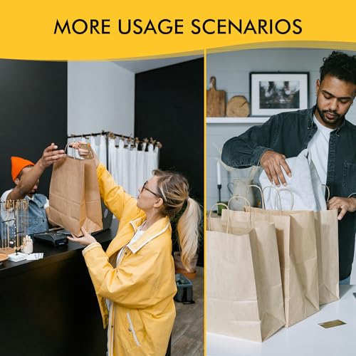 Image of RACETOP Brown Kraft Paper Gift Bags 90 Pack 3 Sizes with Handles Bulk