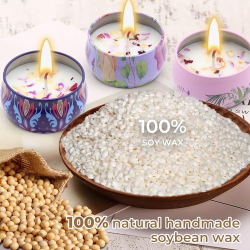 Scented Candles Gift Set for Women 4 Pack Soy Wax Candles with Dried Flowers Reusable Tin Aromatherapy Relaxation Gift for Birthday Mothers Day Valentines Day - Image 2