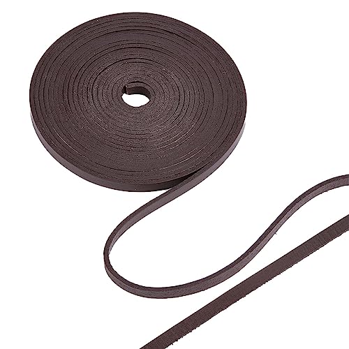 GORGECRAFT 5M Genuine Leather Cord 8mm Wide Flat Cowhide Leather Cord Belt Wrap Single Sided Flat Cord Leather String Roll for Diy Crafts Jewelry Necklace Braided Bracelets