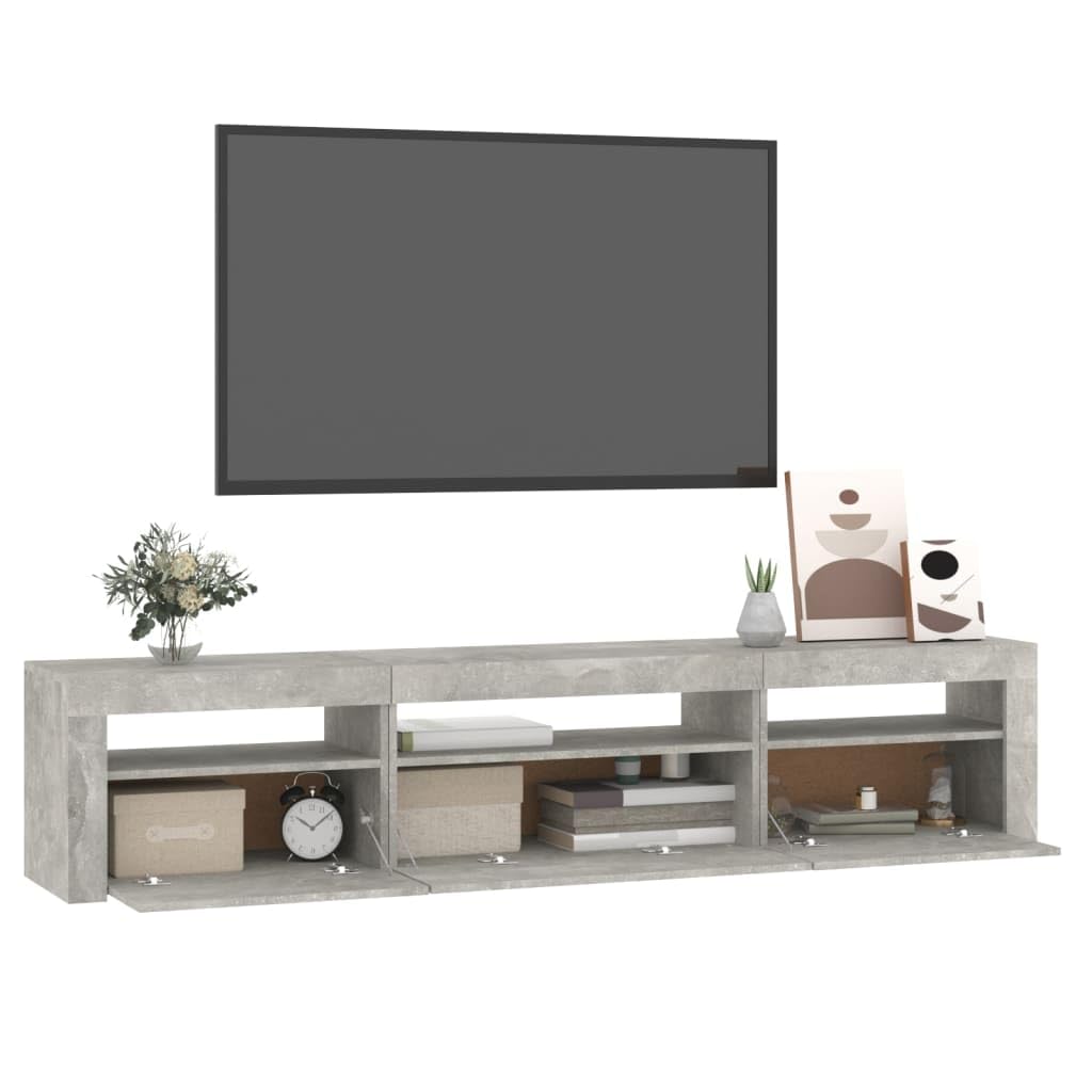 Con espacio de almacenamiento e iluminación LED RGB de madera, color gris hormigón con diseño moderno y luces LED integradas, madera LED con espacio de almacenamiento