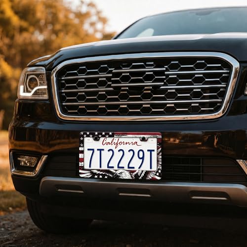 Image of American Flag License Plate Frame 2 Pack Patriotic Plate Holder