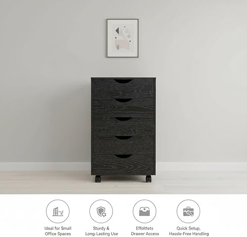 Miniatura 56 de Naomi Home Cómoda de 5 cajones para dormitorio, alta y elegante, con ruedas y estantes de almacenamiento, pequeña para guardarropa, para maquillaje,