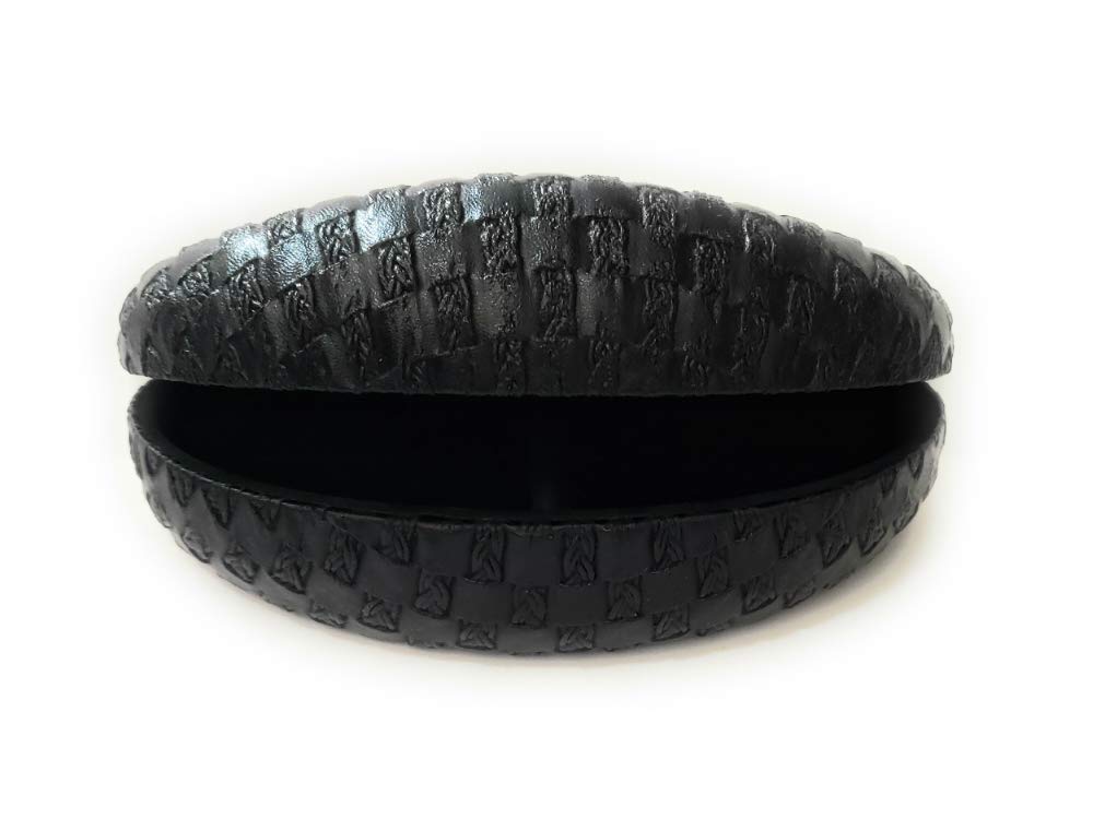 Woven Embossed Hard Clamshell Eyeglass/Sunglass Case (Black)