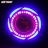 AllExtreme EXU7R1P U7 CREE LED Rainbow Style Hybrid Fog Light Waterproof Driving Work Lamp with Hi/Lo Beam and Angel Eyes Ring for Motorcycle and Cars (12W, Rainbow, 2 PCS) (Red)