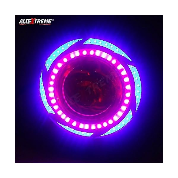 AllExtreme EXU7R1P U7 CREE LED Rainbow Style Hybrid Fog Light Waterproof Driving Work Lamp with Hi/Lo Beam and Angel Eyes Ring for Motorcycle and Cars (12W, Rainbow, 2 PCS) (Red)
