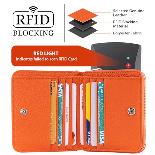 Image of XINNSTAR Genuine Small Wallet for Women, Slim RFID Blocking Credit Card Holder with ID Window, Compact Purses for Women with 31 Card Slots