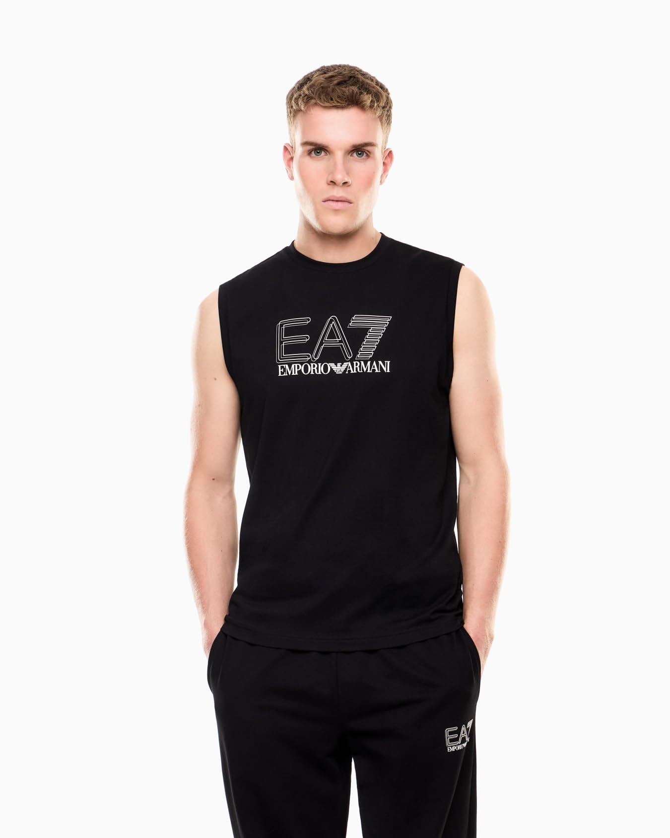 Emporio Armani EA7 Canotta Visibility in Jersey di Cotone da Uomo, 7M001306