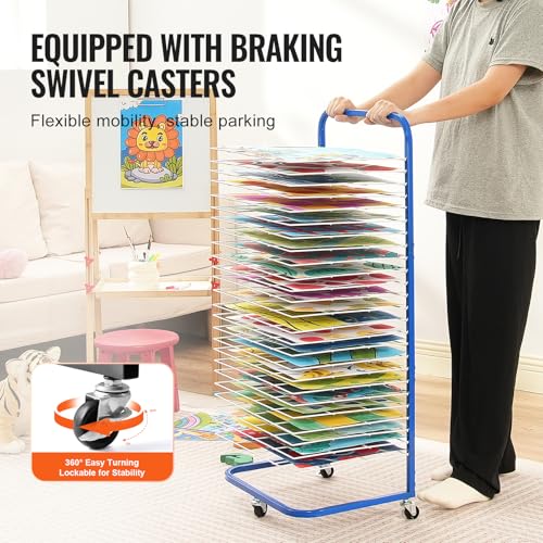 Vevor Art Drying Rack, 25 Removable Shelves 17 X 13 X 39.4 Inch Paint Drying Rack With Lockable Wheels, Carbon Steel Painting Drying Rack For Artwork - 6