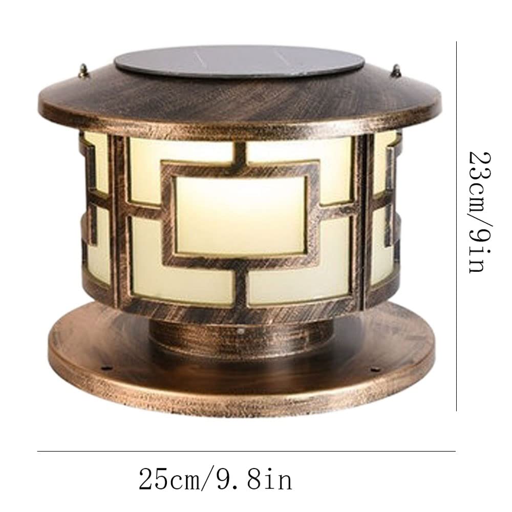 Lampy solarne, Lampa Kolumnowa Courtyard W Stylu Retro Chińskim Z Trzonkiem E27(Dark,25cm)