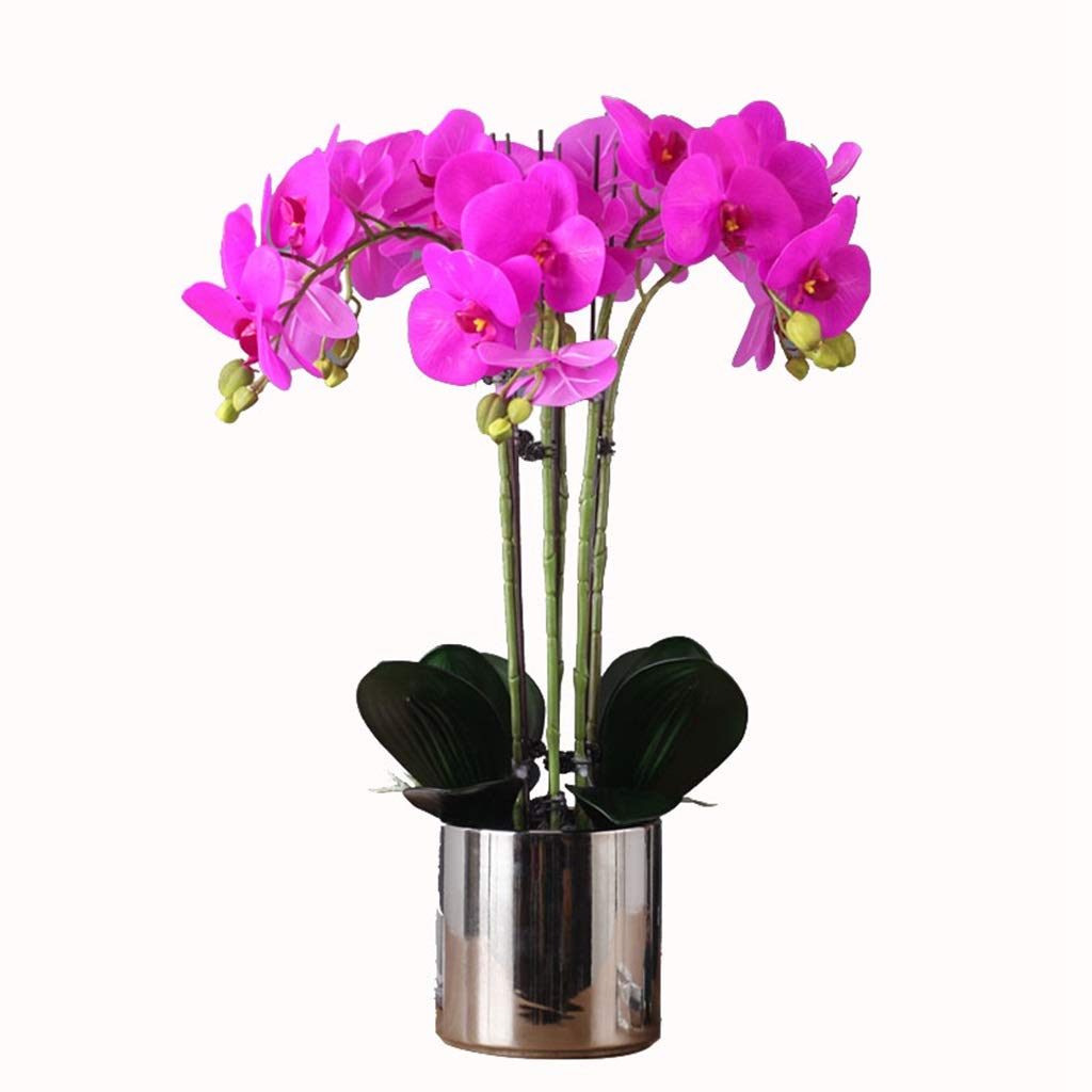 SDdPulse Orchidea artificiale Phalaenopsis artificiale fiori di orchidea finta in vaso composizione di fiori festa di nozze tavolo da pranzo squisita decorazione casa ufficio cucina essere, viola