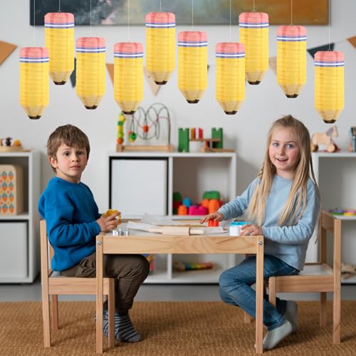 Image of 10 Pcs Classroom Decor Pencil Hanging Paper Lanterns Colorful Preschool Kindergarten Graduation Classroom Ceiling Decor for Back to School, First Day of School Supplies