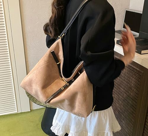 Suede Crossbody Bags for Women Large Convertible Fall Purse Backpack Slouchy Shoulder Bag Trendy Suede Handbag 20254