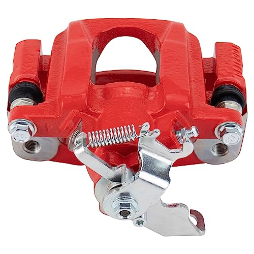Image of TRQ Rear Left Brake Caliper Red with Mounting Bracket Performance Driver