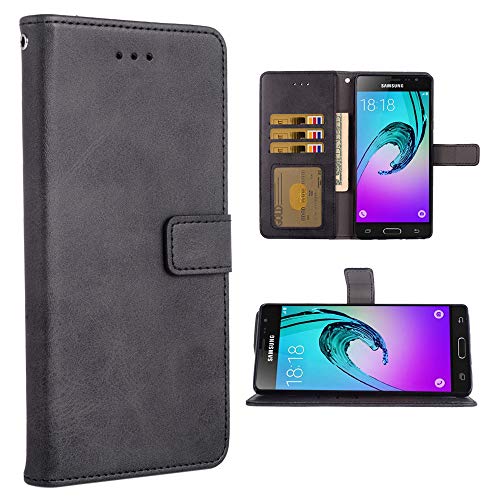 Phone Case for Samsung Glaxay J3 2016 Folio Flip Wallet Case,PU Leather Credit Card Holder Slots Heavy Duty Full Body Protection Kickstand Protective Phone Cover for Glaxay SM J36V j320 j3109 Black