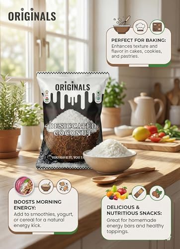 Image of ORIGINALS Premium Desiccated Coconut (नारियल बुरादा) 1800g Freshly Grated & Sun-Dried Aromatic Perfect for Baking Desserts Cookies & Cooking