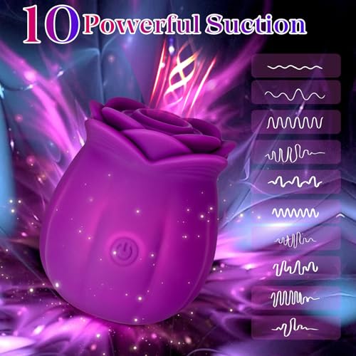 Image of Rose Toy - Sucking Vibrator Clitoral Stimulator with Air Pulse & Vibration, Sex Toy for Women, Rechargeable Adult Toy for Female Pleasure & Self Care, Purple