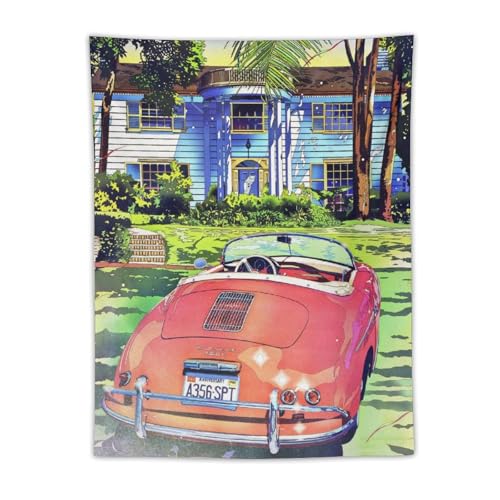 鈴木英人 イラスト自動車 ハワイ 風景 落書き ポスター (1) プリント タペストリー 部屋飾り ウォールアート ベッドルーム ポスター 壁の絵 インテリア30"x40"