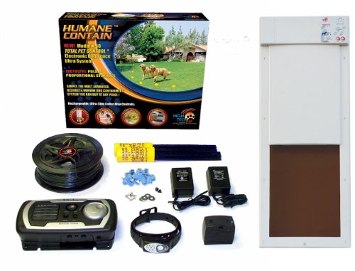 High Tech Pet Humane Contain X-10 Rechargeable Electronic Fence and Power Pet PX-2 Large Automatic Pet Door Combo
