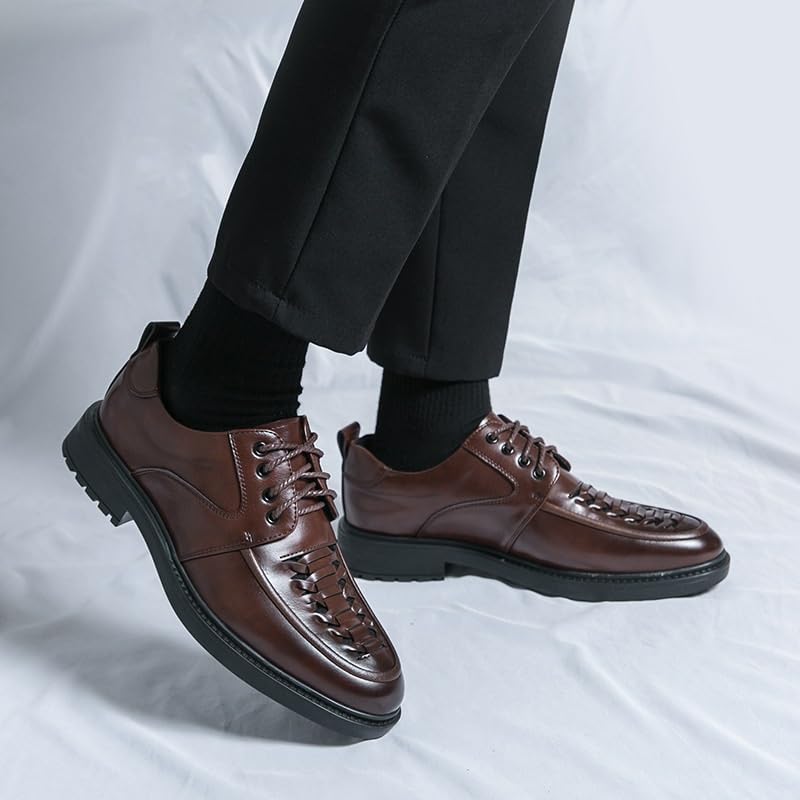 Orthopedic Dress Shoes for Men Lace Up Classic Formal Tuxedo Derby Shoes Classic Modern Wedding Formal Dress Shoes(Brown,8)3