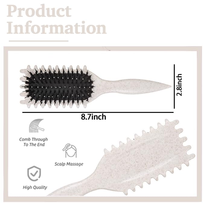 HIHIDAY Curly Hair Brush Styling Brush for Detangling,Combing,Shaping and Defining Curls For Women and Men Less Pulling,Reduce Pulling and Curl Separation Curl Defining(BEIGE) - Image 2