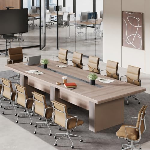 SNKBOAT 12 ft Conference Room Table for 12-14 People, 1.61 in Thick Top