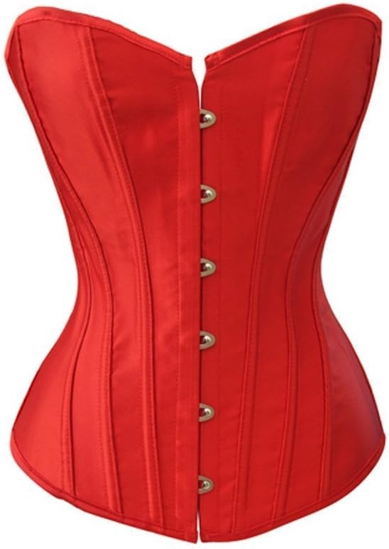 Black Satin Sexy Strong Boned Corset Lace Up Bustier Top for Halloween
