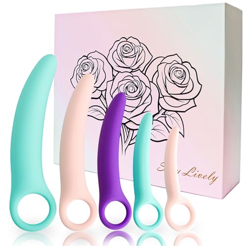 Dilatadores Vaginales Progresivos, Entrenadores Musculares, Ejercicios para Suelo Pélvico Mujer, 5 Piezas en Colores Pastel, Diseño Curvo con Anillo, con Caja de Regalo