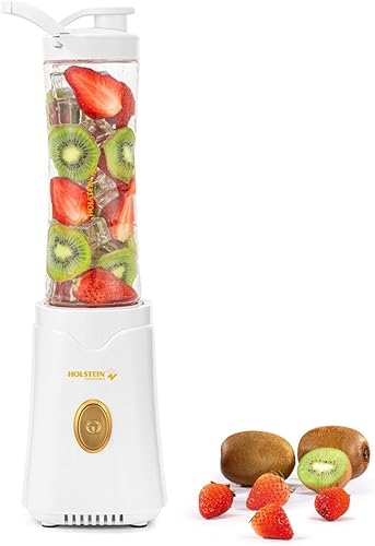 Holstein Housewares Licuadora personal Batidos y batidos cremosamente suaves, sin BPA, tazas para llevar de 20 onzas, diseño Golden Elegance, 250 W