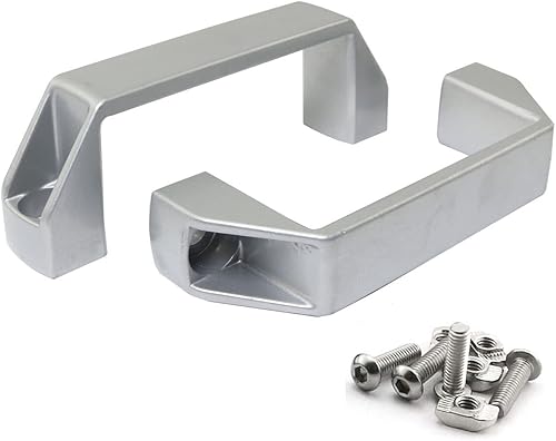 Vista 16 de Paquete de 2 manijas industriales rectangulares de aleación de aluminio plateado para 20 series de accesorios de perfil de extrusión de aluminio