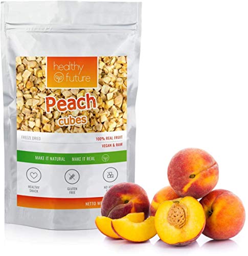Melocotones liofilizados 100% naturales, sin gluten, sin azúcares añadidos, sin conservantes, merienda...