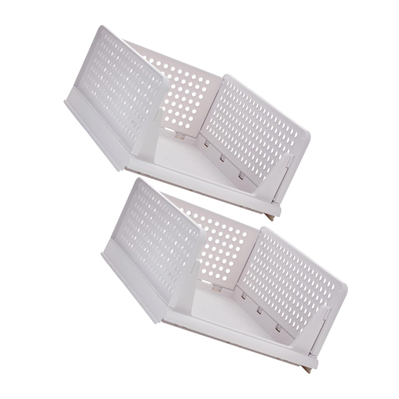 TEHAUX Organisateur Tiroir en Plastique Blanc 2pcs Plusieurs Compartiments et Design Coulissant pour Rangement Vêtements Empilable et Ventilé