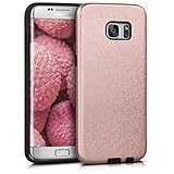 kwmobile Funda Compatible con Samsung Galaxy S7 Edge - Carcasa de TPU teselas en Oro Rosa/Negro