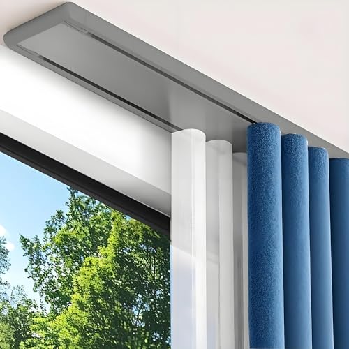 Riel deslizante silencioso de techo en aluminio gris de 3,30 m para un deslizamiento suave 2