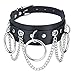 Comius Sharp Choker Gothic, Damen Leder Choker Metall Ring Halsband Gotik Punk Rock Lederband Einstellbar Kragen O Form Anhänger Quaste - Schwarz