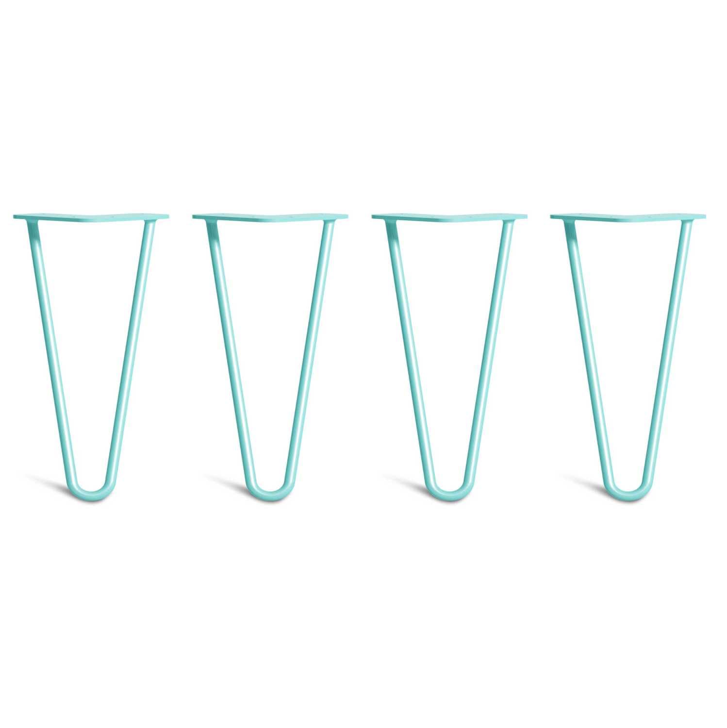 [HLC] 4 x Hairpin Table Legs – Superior Double Weld Steel Construction With Screws, Build Guide & Protector Feet Worth £8 Included! – 10mm Steel [10"/25cm,Duck Egg]