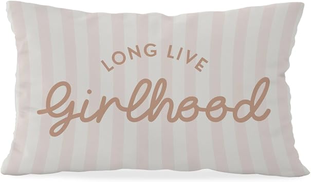 Girls Room Decor Throw Pillow Cover 12x20, Long Live Girlhood Throw Pillows Decor for Classroom Playroom Nursery Kids Room Toddler Room