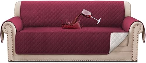 GAMUKAI Fundas de sofá 100% impermeables, para niños, perros, mascotas, protector de muebles, funda antideslizante para sofá de 3 cojines (borgoña,