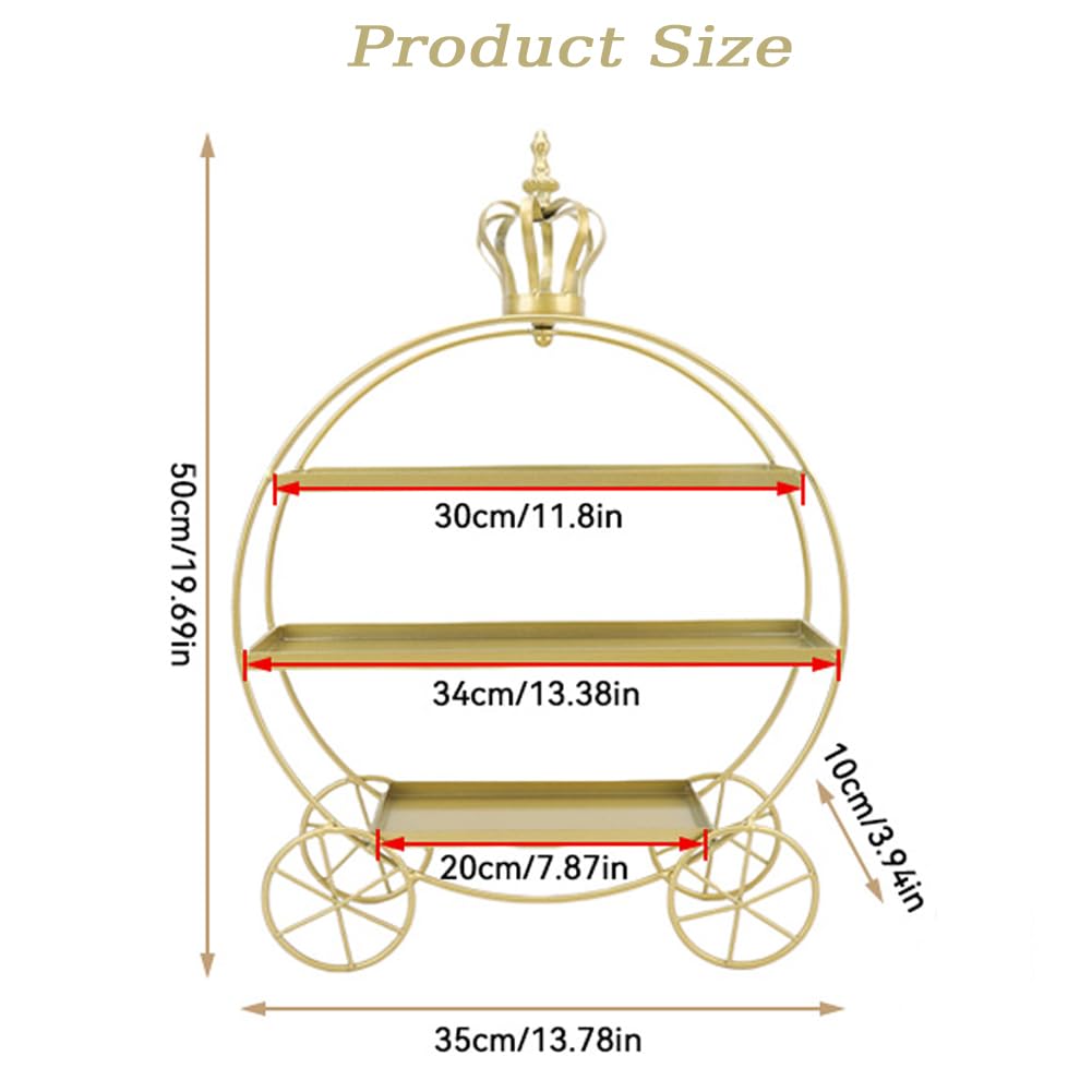 Soporte para Cupcakes de 3 Niveles, Bandejas de Hierro para Cupcakes, Donas, Frutas, Pasteles, Bandeja de Postres para Fiestas de Té, Cumpleaños Y Bodas (Dorado)