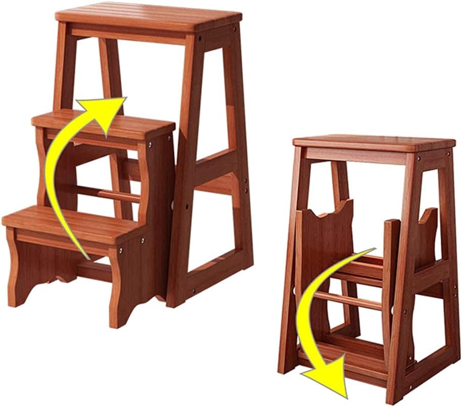 Taburete de escalera multifuncional moderno OKUOKA plegable de madera con carga de 150 kg 6