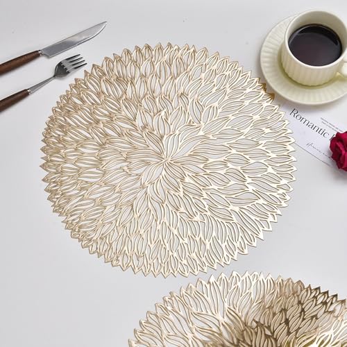 Set de table lavable PVC rond fleur 8 pièces antidérapant