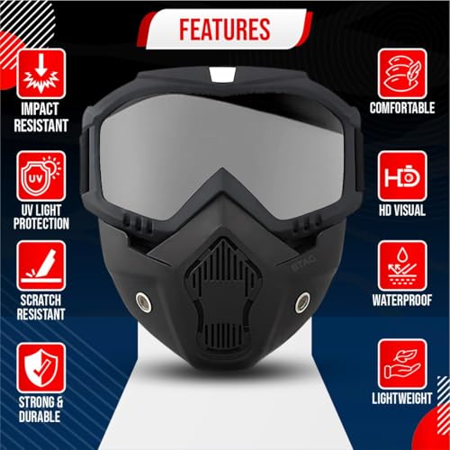 Btag Anti Scratch UV Protective Motorcycle Face Mask with Detachable - Image 3