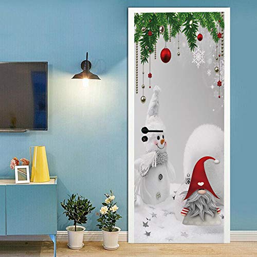 oumomy 3D Pegatina Puerta Mural Autoadhesivo De Navidad DecoracióN del Hogar Pegatina De Pared Dormitorio Sala De Estar Cartel ExtraíBle Pegatina ArtíStica-re_Los 95x215cm