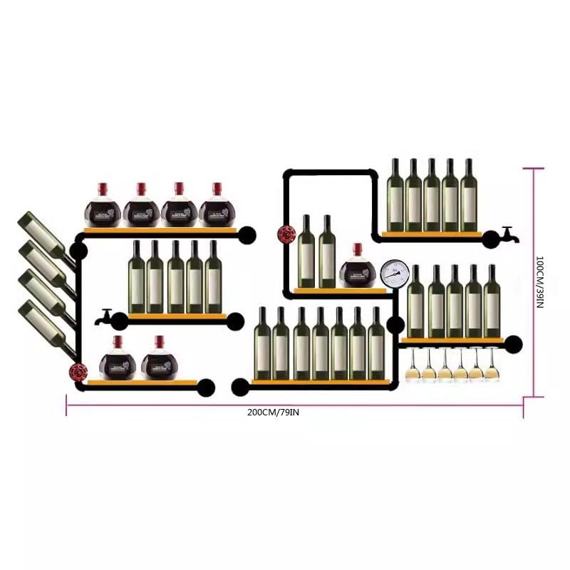 Botellero Enfriador de Vino de Estilo Industrial, Estante for Vino, mayordomo de Agua de Hierro, Estante Decorativo de Pared Creativo Portabotellas de Vino